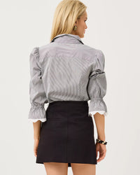 The "Noir Stripe" RicRac 3/4 Sleeve Lilly Shirt by Lilly Pulitzer