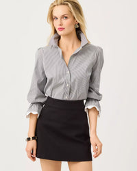The "Noir Stripe" RicRac 3/4 Sleeve Lilly Shirt by Lilly Pulitzer