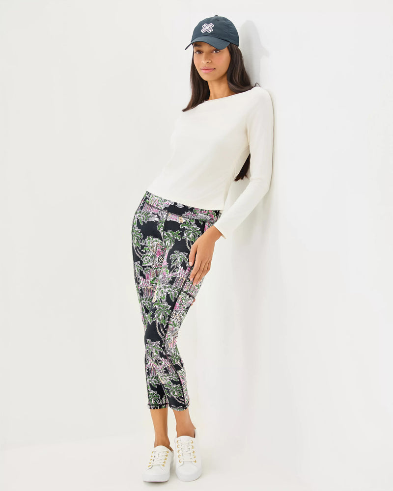 The "PB Anniversary Toile" UPF 50+ Luxletic 24" Weekender High Rise Midi Legging by Lilly Pulitzer