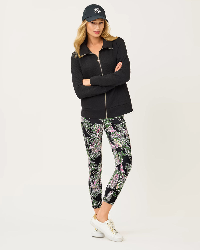 The "Noir Butterfly Quilted Knit" Eleni Zip-Up Jacket by Lilly Pulitzer