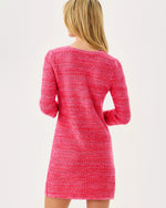 The "Cherry Red Metallic Marl" Rhysa 3/4 Sleeve Sweater Dress by Lilly Pulitzer