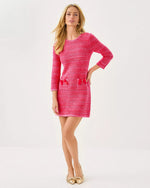 The "Cherry Red Metallic Marl" Rhysa 3/4 Sleeve Sweater Dress by Lilly Pulitzer