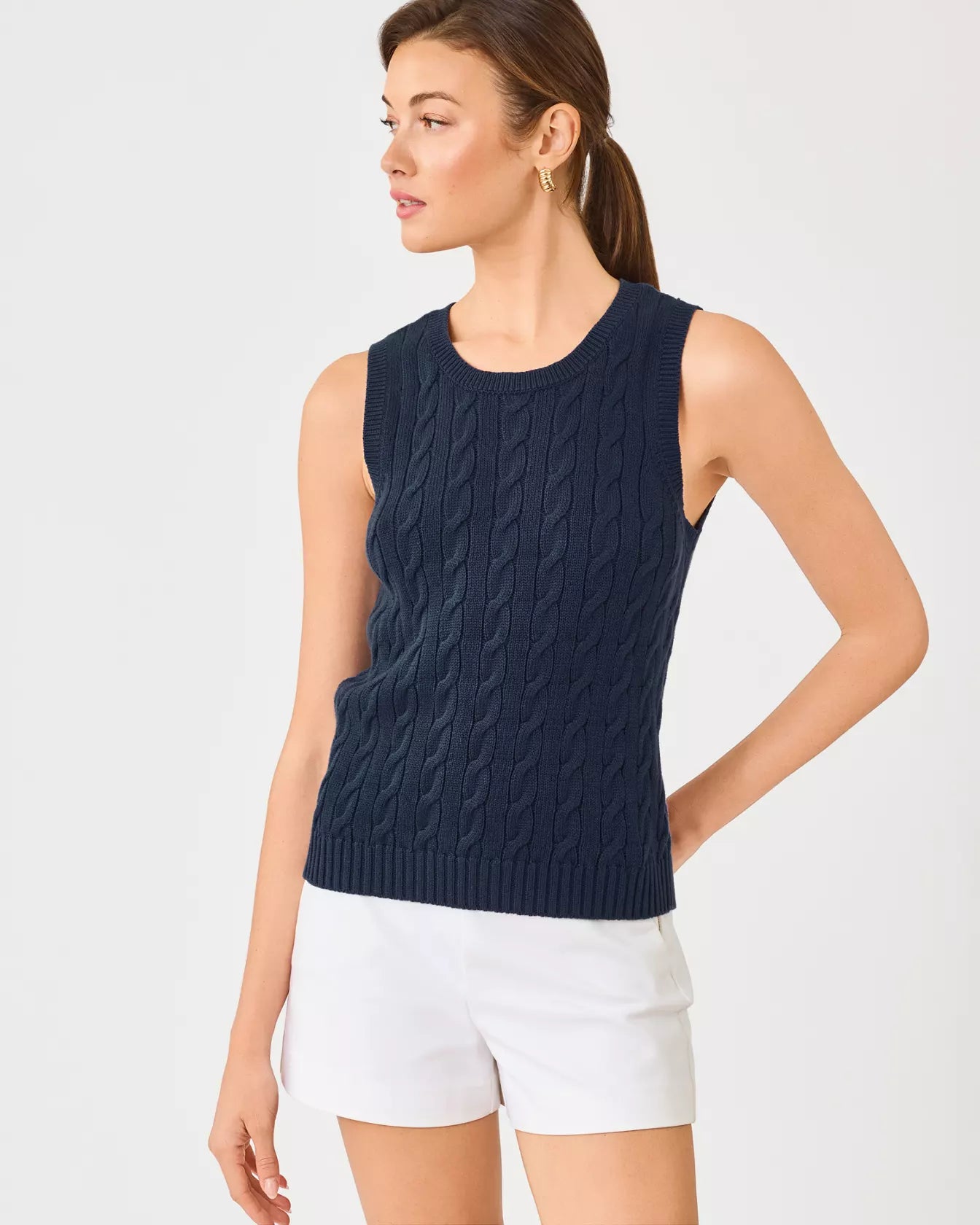 The "Low Tide Navy" Brockton Crew Neck Sweater Tank by Lilly Pulitzer