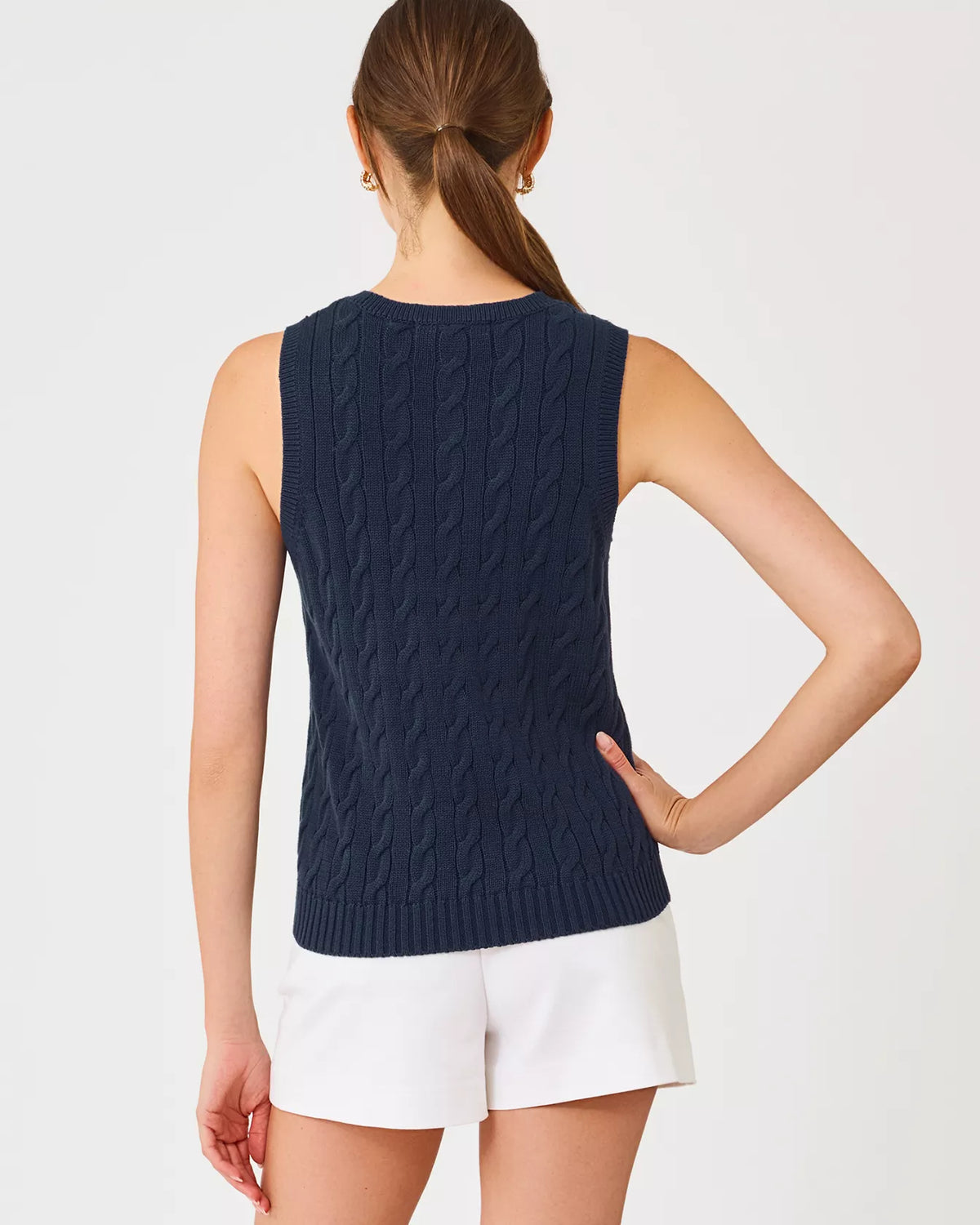 The "Low Tide Navy" Brockton Crew Neck Sweater Tank by Lilly Pulitzer