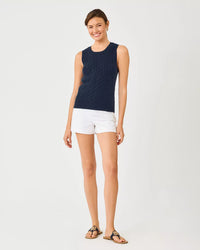 The "Low Tide Navy" Brockton Crew Neck Sweater Tank by Lilly Pulitzer