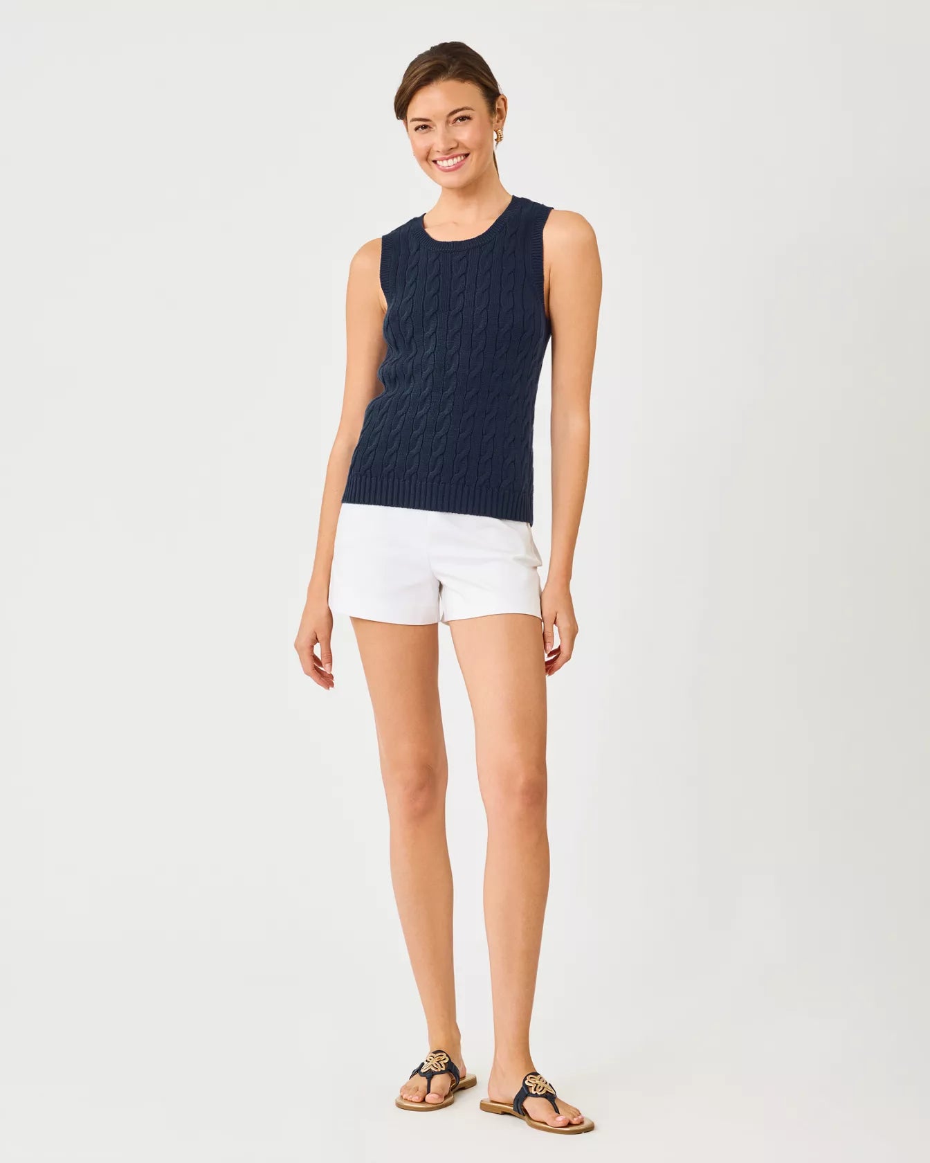 The "Low Tide Navy" Brockton Crew Neck Sweater Tank by Lilly Pulitzer