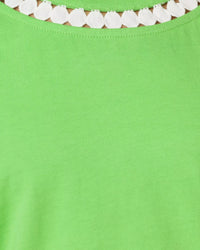 The "Jackfruit Green" Clairmont 3/4 Sleeve Lace Trimmed Knit Top by Lilly Pulitzer