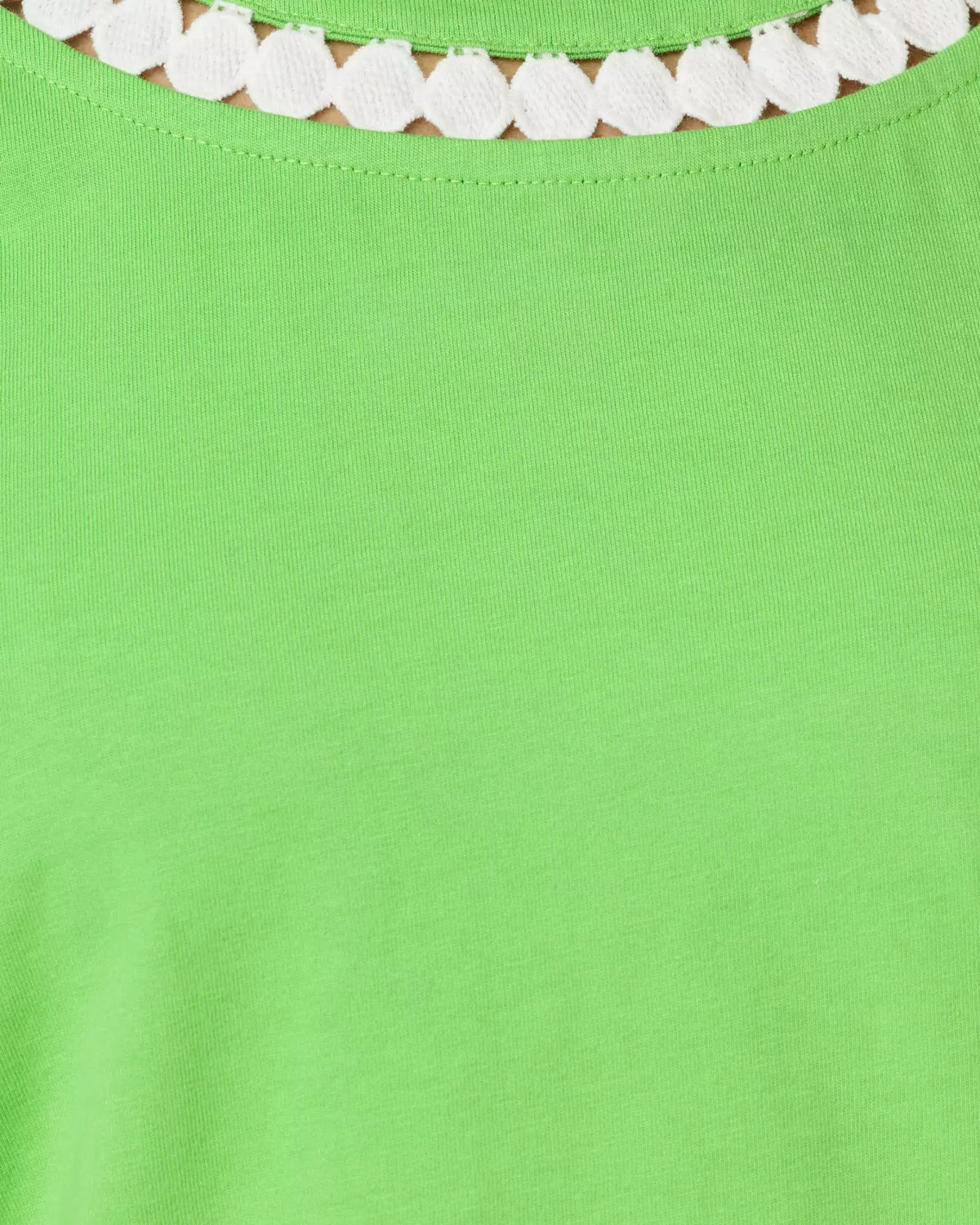 The "Jackfruit Green" Clairmont 3/4 Sleeve Lace Trimmed Knit Top by Lilly Pulitzer