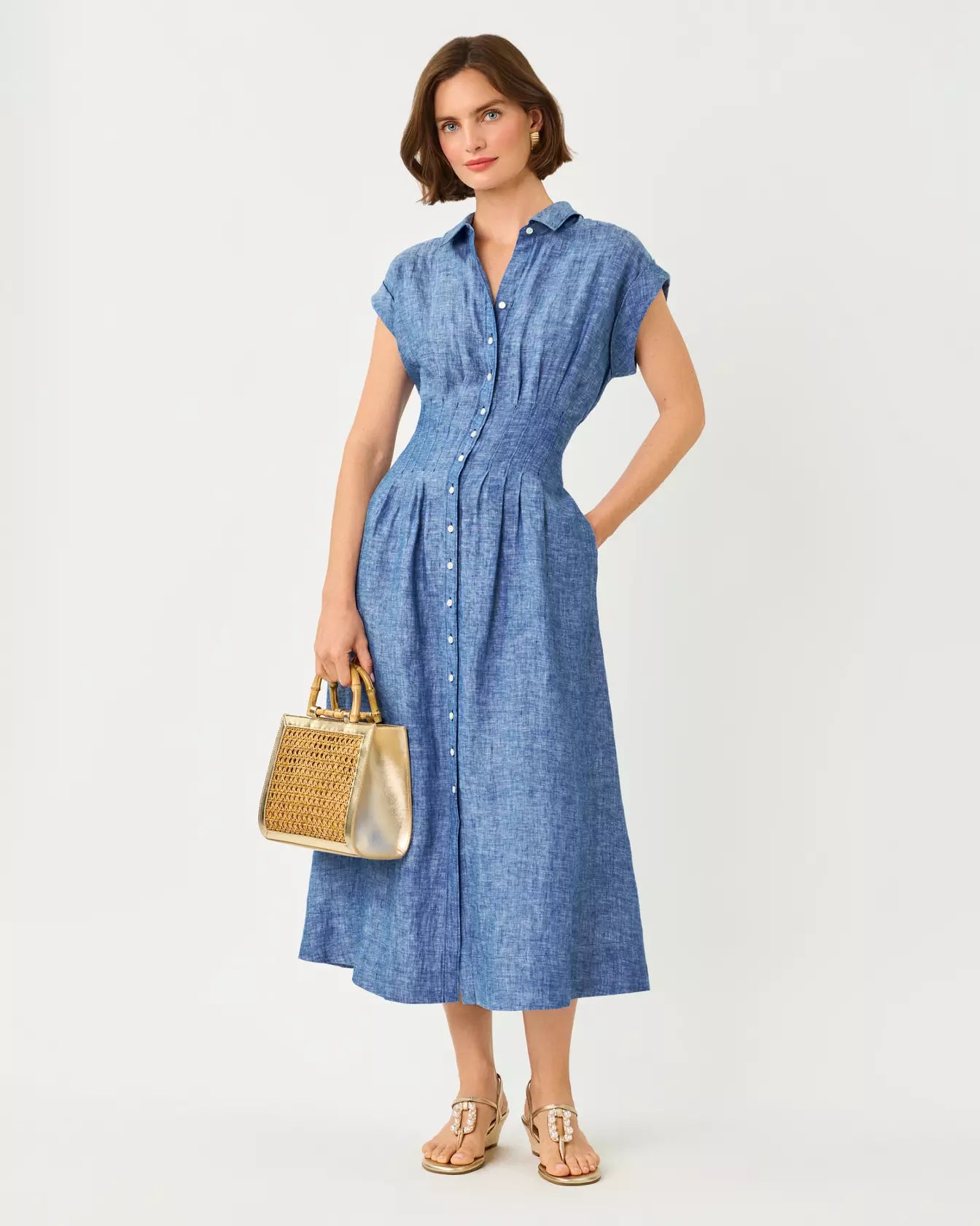 The "Tonya" Linen Midi Shirtdress by Lilly Pulitzer