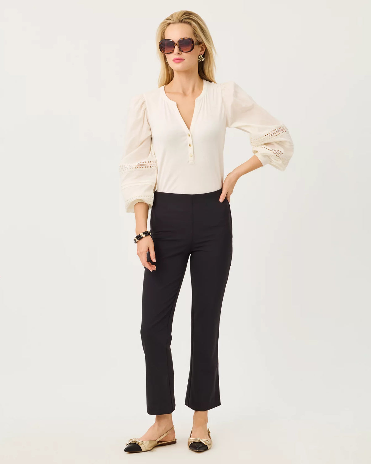 The "Noir" 26" Kynlee Bi-Stretch Pant by Lilly Pulitzer