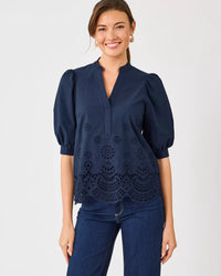 The "Low Tide Navy" Mialeigh Top by Lilly Pulitzer