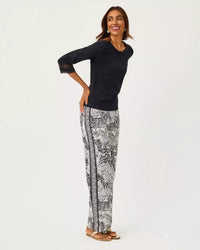 The "Noir" Clairmont 3/4 Sleeved Trimmed Knit Top by Lilly Pulitzer