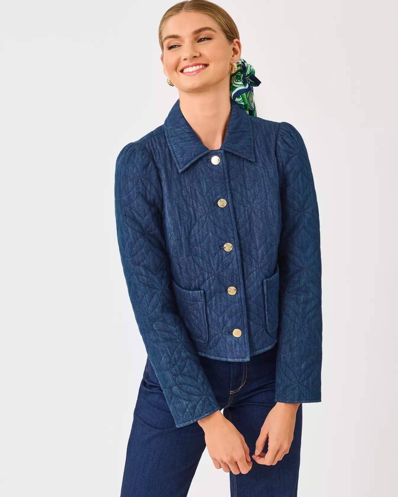 The "Peyser" Quilted Denim Jacket by Lilly Pulitzer