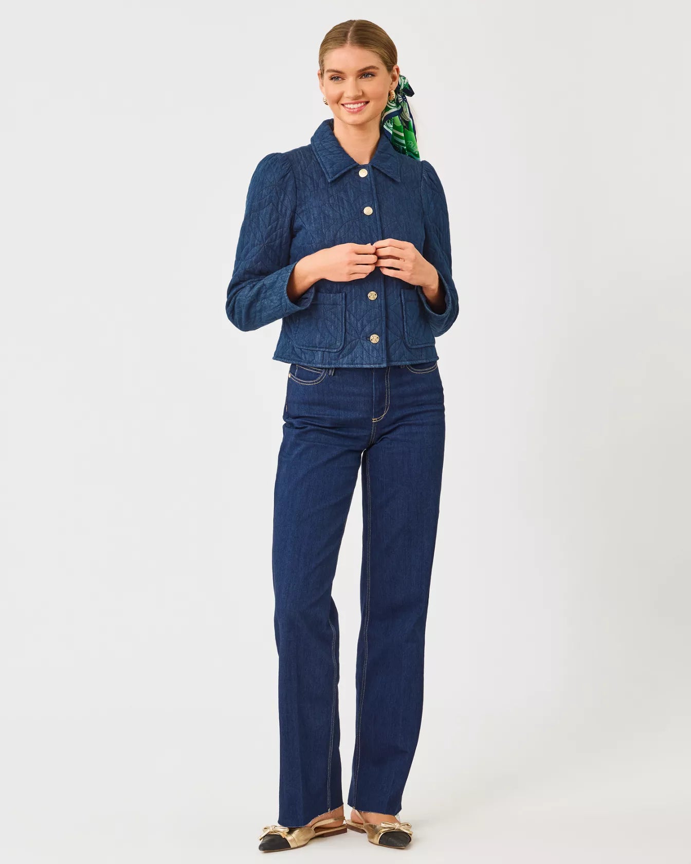 The "Peyser" Quilted Denim Jacket by Lilly Pulitzer