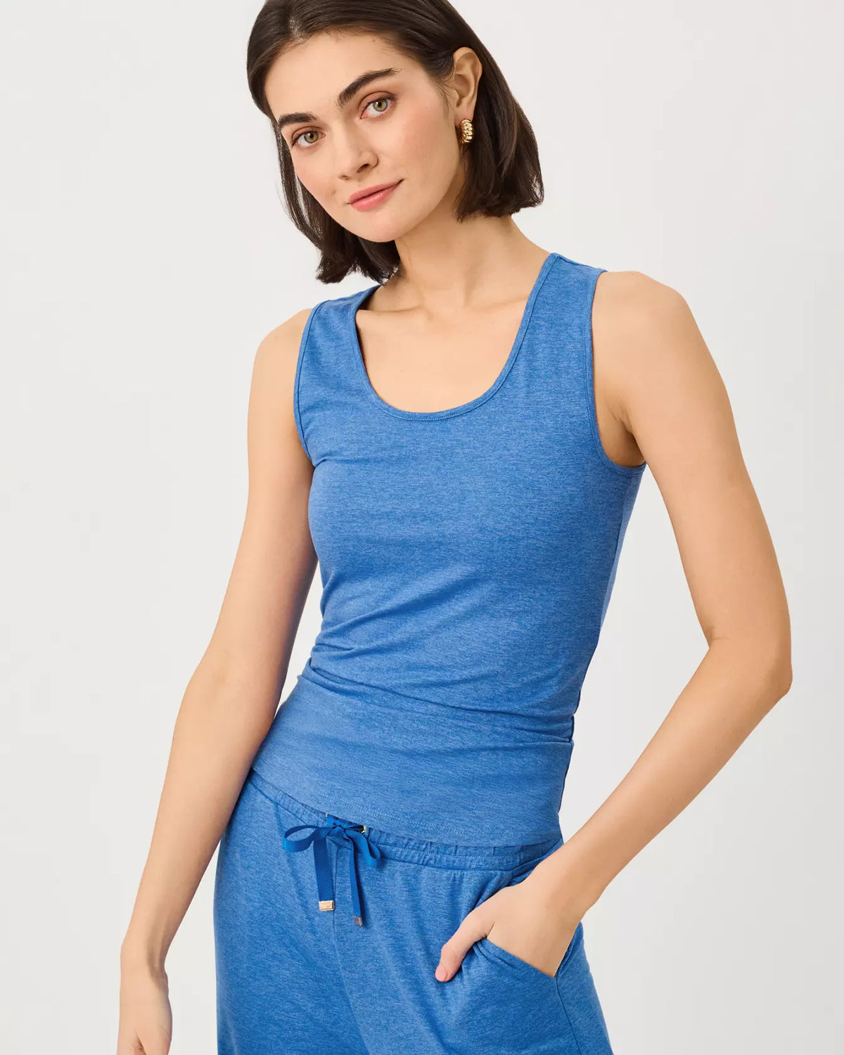 The "Heathered Merriweather Blue" UPF 50+ Marsaille Scoop Neck Tank by Lilly Pulitzer