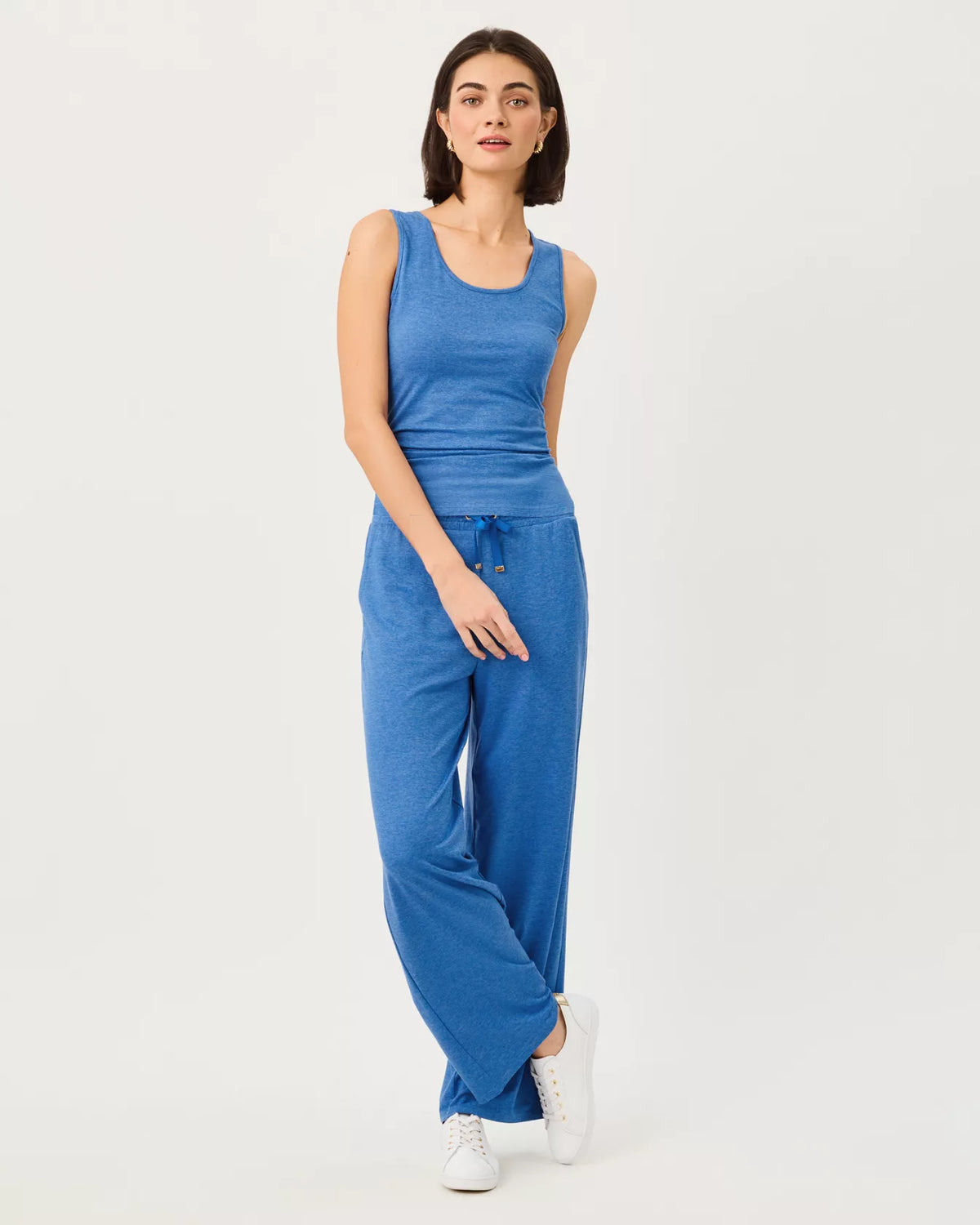 The "Heathered Merriweather Blue" UPF 50+ Marsaille Scoop Neck Tank by Lilly Pulitzer