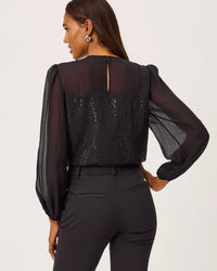 The "Noir" Gail Silk Top by Lilly Pulitzer