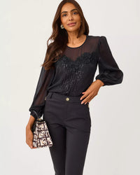 The "Noir" Gail Silk Top by Lilly Pulitzer