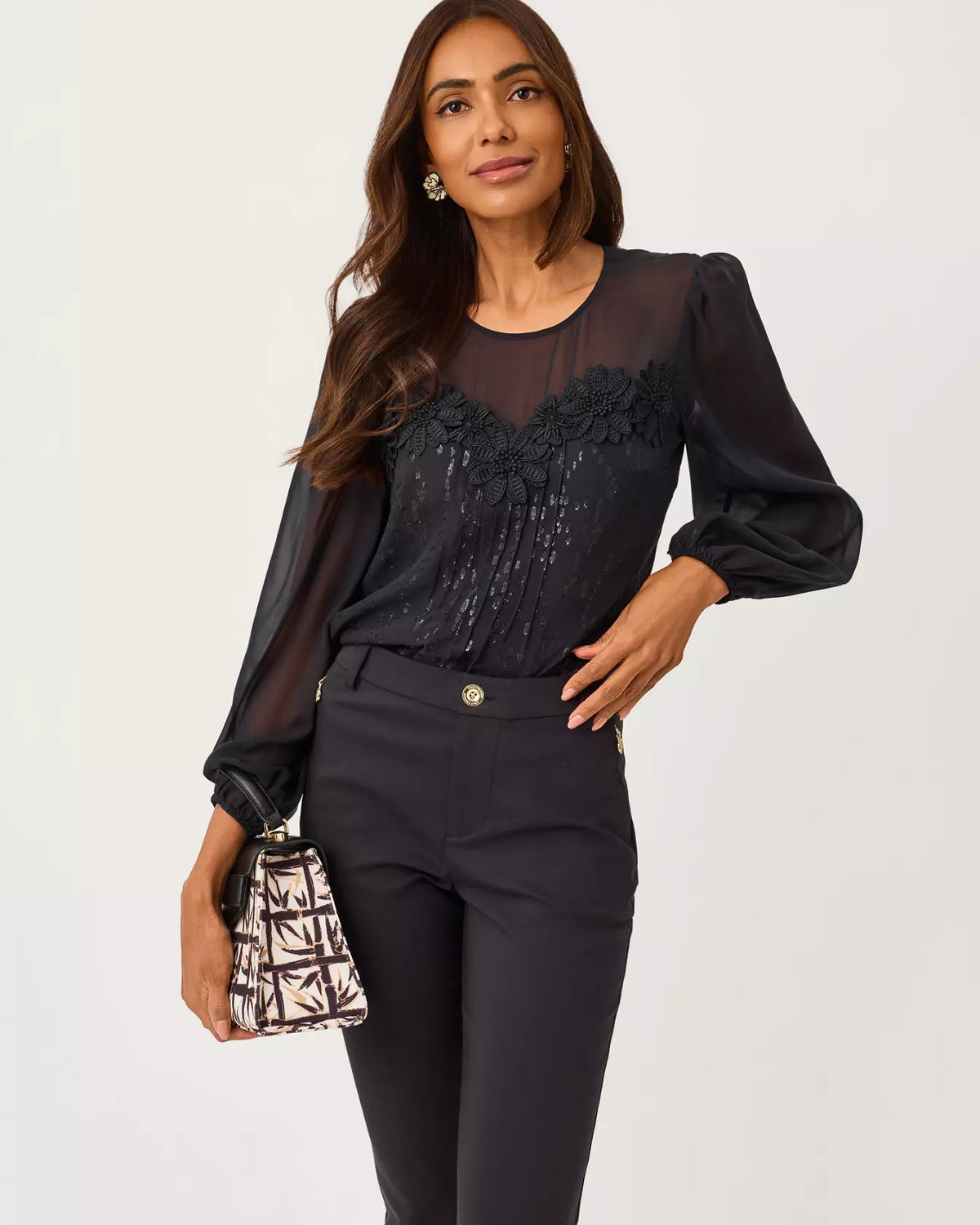 The "Noir" Gail Silk Top by Lilly Pulitzer