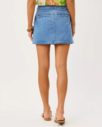 The "Medium Wash" Colette Stretch Denim Mini Skirt by Lilly Pulitzer