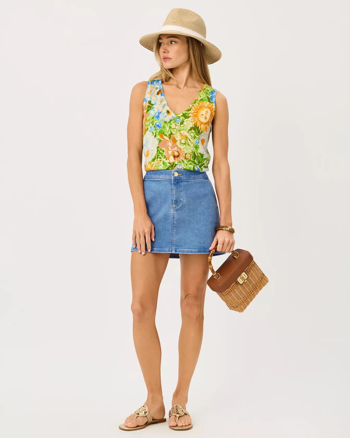 The "Medium Wash" Colette Stretch Denim Mini Skirt by Lilly Pulitzer