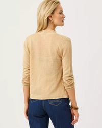 The "Wicker Tan Metallic" Faretta Cardigan by Lilly Pulitzer