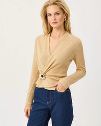 The "Wicker Tan Metallic" Faretta Cardigan by Lilly Pulitzer