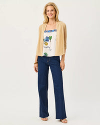 The "Wicker Tan Metallic" Faretta Cardigan by Lilly Pulitzer