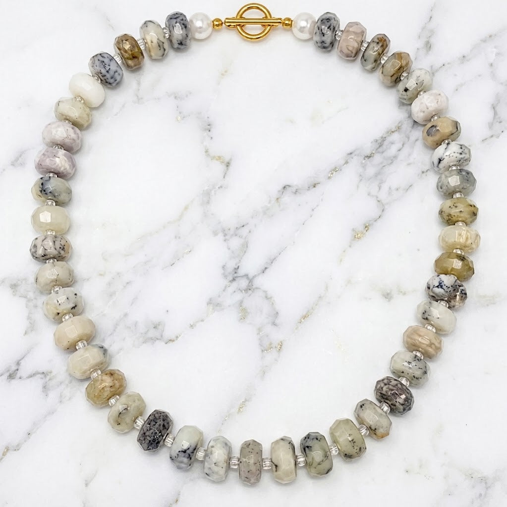 The "Faceted Lemon Pepper Jasper" Rhondelle Necklace