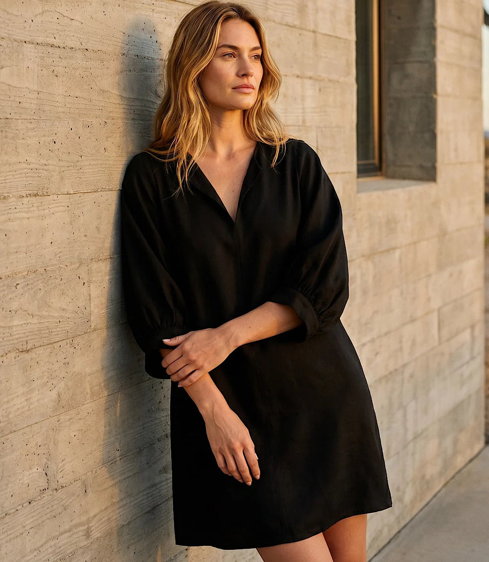 The "Faux Suede" Puff Sleeve Dress