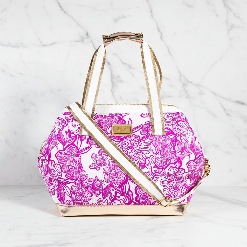 The “Unforgettable Pink” Neoprene Cooler by Lilly Pulitzer