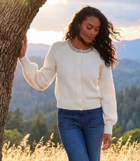The "Cream" Embellished Crew Neck Sweater