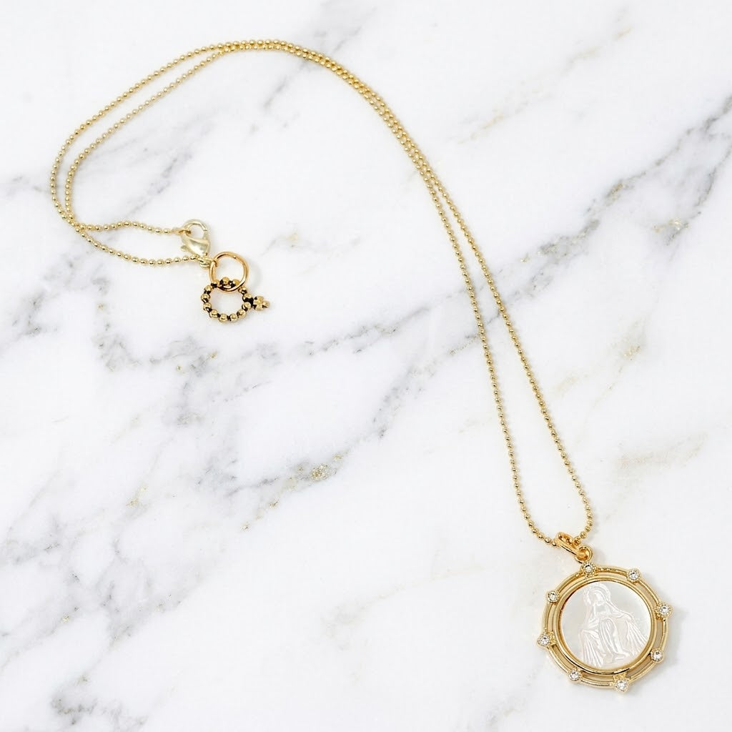 The "Mother of Pearl Blessed Mother" Necklace