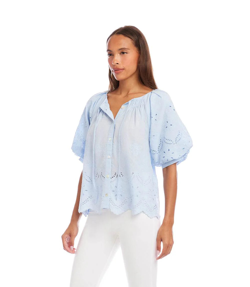 The "Powder Blue" Embroidered Top