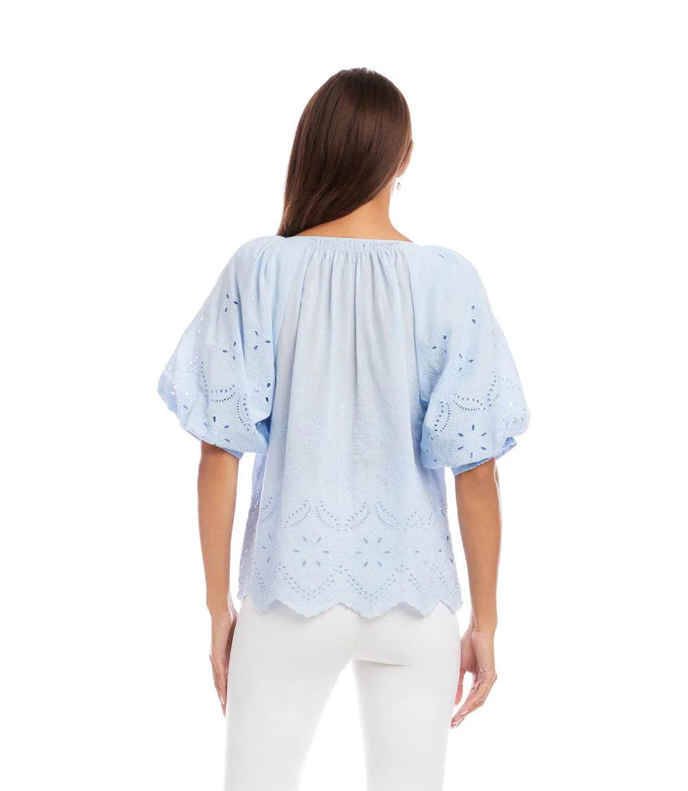 The "Powder Blue" Embroidered Top