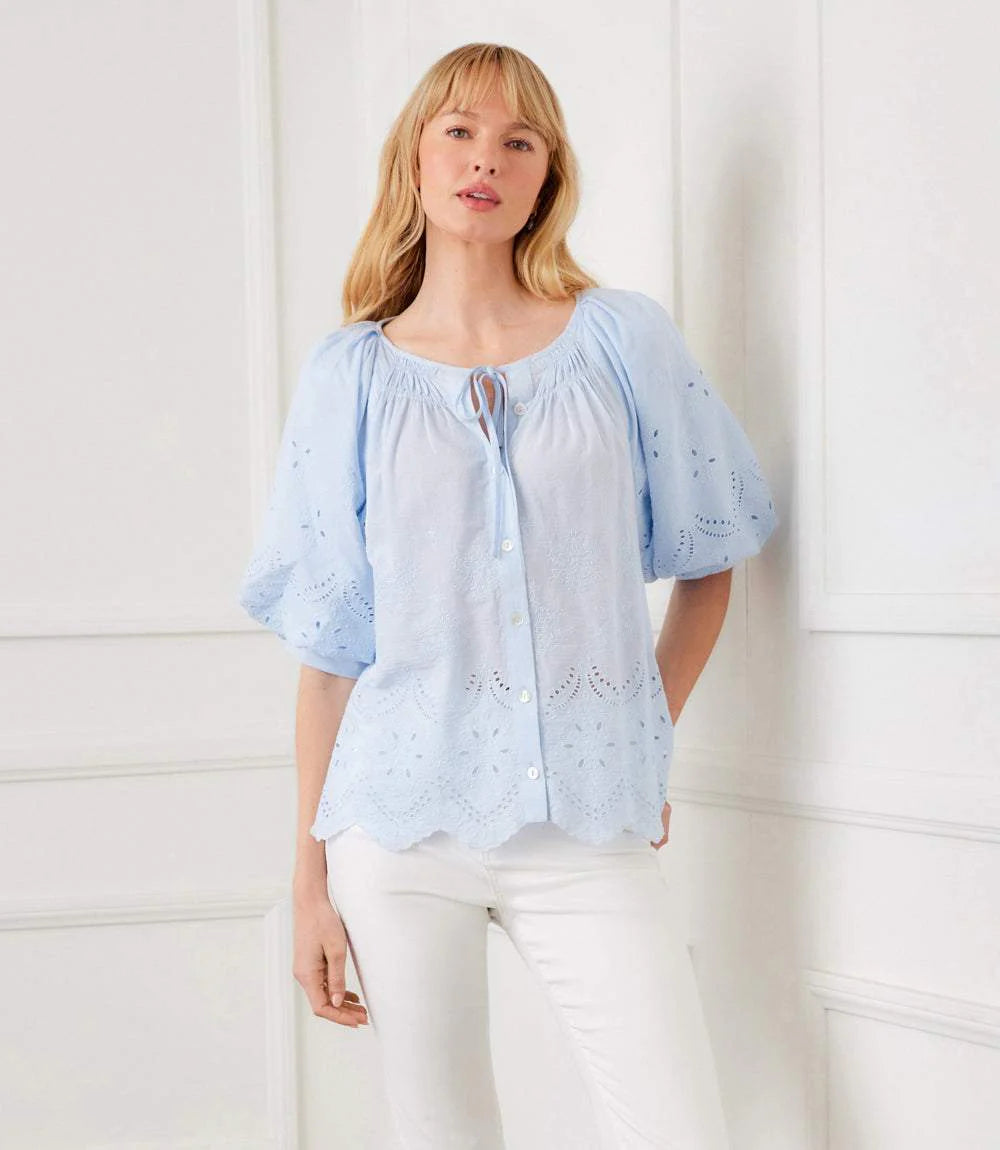 The "Powder Blue" Embroidered Top