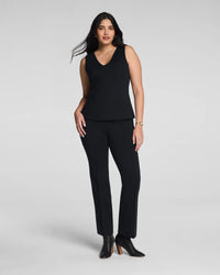 The "Classic Black" SPANXsupersmooth® PerfectFit Ponte Kick Flare Pant with Pintuck by SPANX