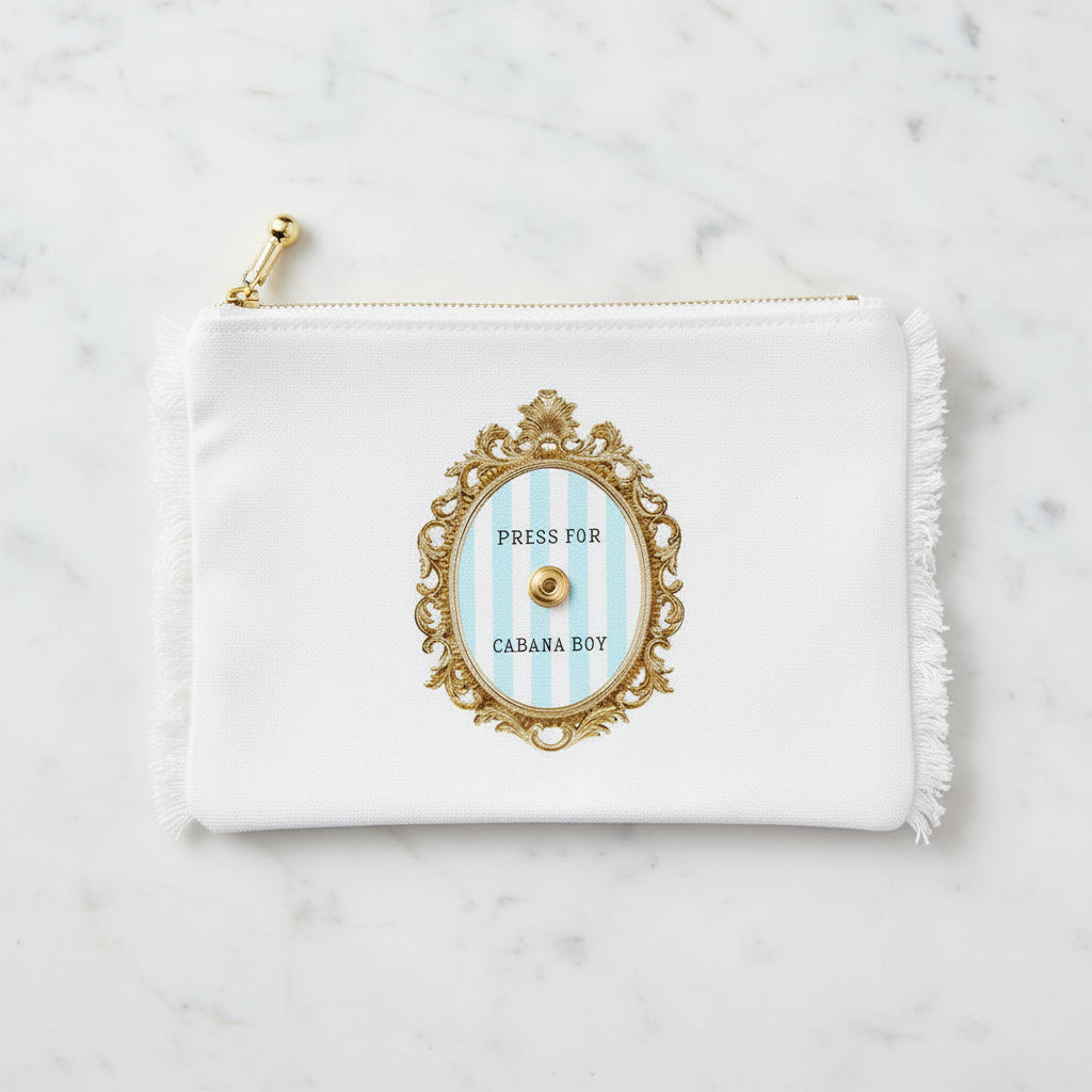 The "Press for Cabana Boy" Flat Zip Pouch