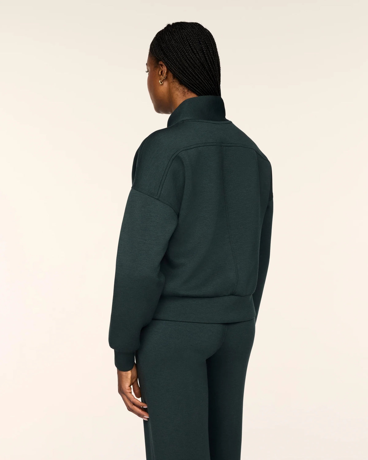 The "Night Forest Heather" SPANX AirEssentials® Shawl Collar Half Zip by SPANX