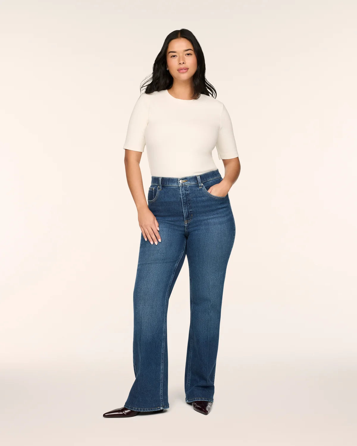 The "Adriatic Blue" SPANXshape® Authentic 360 Bootcut Jeans by SPANX