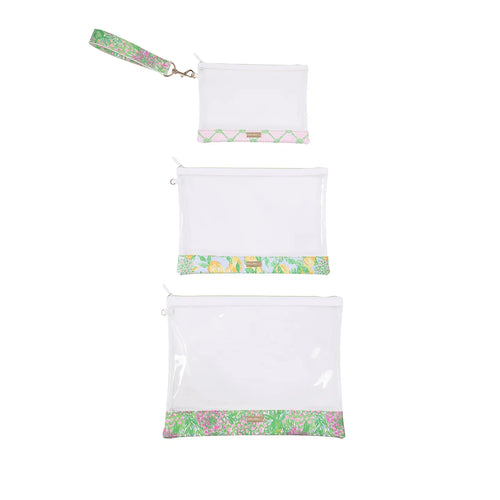 The "Lime Feeling Good" Carryall Trio Pouch Set by Lilly Pulitzer