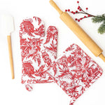 The "Nutcracker Toile" Oven Mitt Set