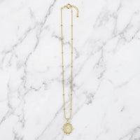 The "White Enameled Pave Blessed Mother" Necklace