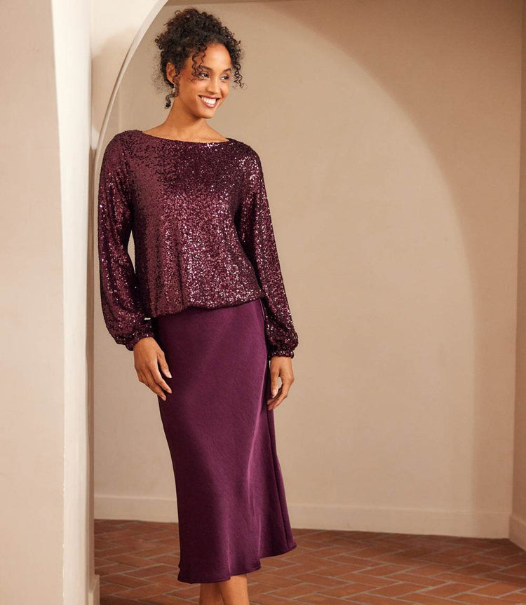 The “Eggplant” Sequin Blouson Top