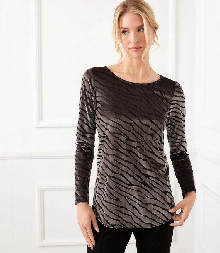 The “Zebra” Long Sleeve Burnout Top