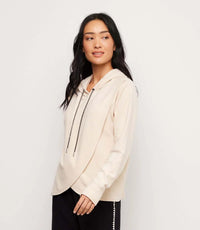 The "Ecru" Rhinestone Drawstring Crossover Sweatshirt