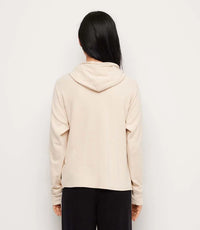 The "Ecru" Rhinestone Drawstring Crossover Sweatshirt