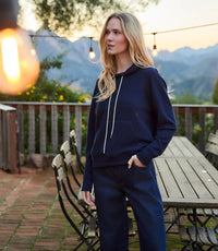 The "Navy" Rhinestone Drawstring Hoodie