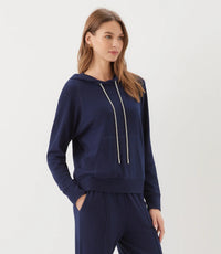 The "Navy" Rhinestone Drawstring Hoodie