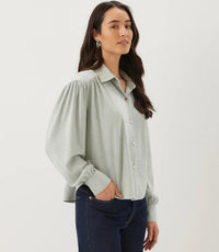 The "Powder Blue" Faux Suede Blouse